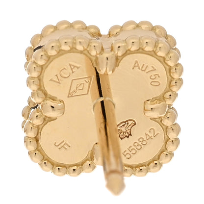 Van Cleef & Arpels 18K Yellow Gold Mother of Pearl Sweet Alhambra Earrings 4 of 5
