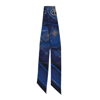 Hermes Silk Ex-Libris Twilly Indigo Black Beige 2 of 4