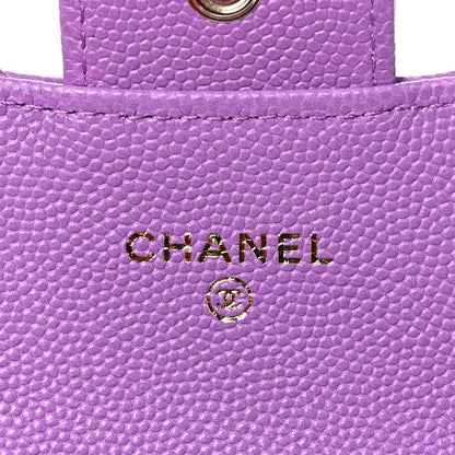 Chanel Caviar Quilted Flap Card Holder Wallet Purple 8 of 9
