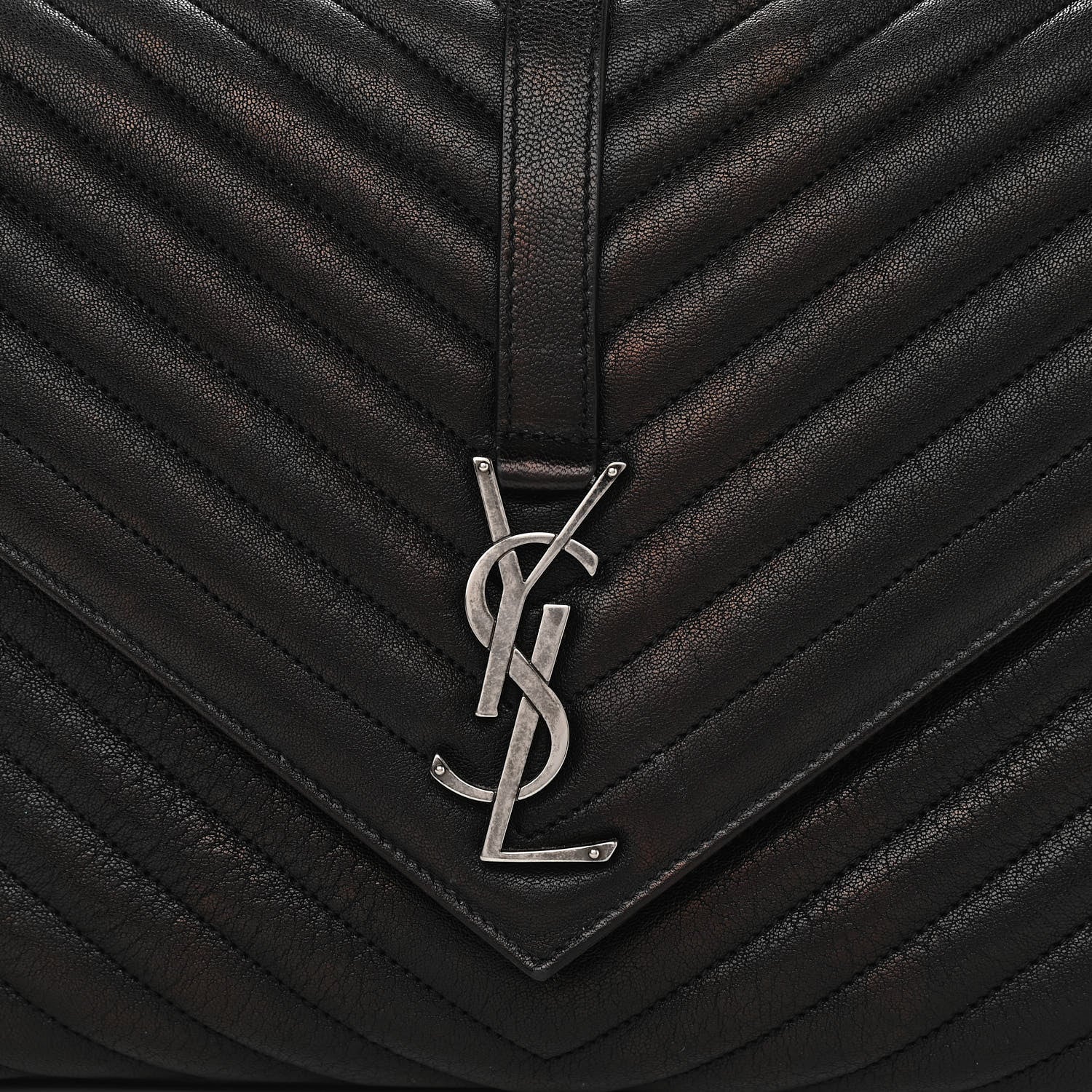 Saint Laurent Sheepskin Matelasse Chevron Monogram Large College Satchel Black 9 of 16