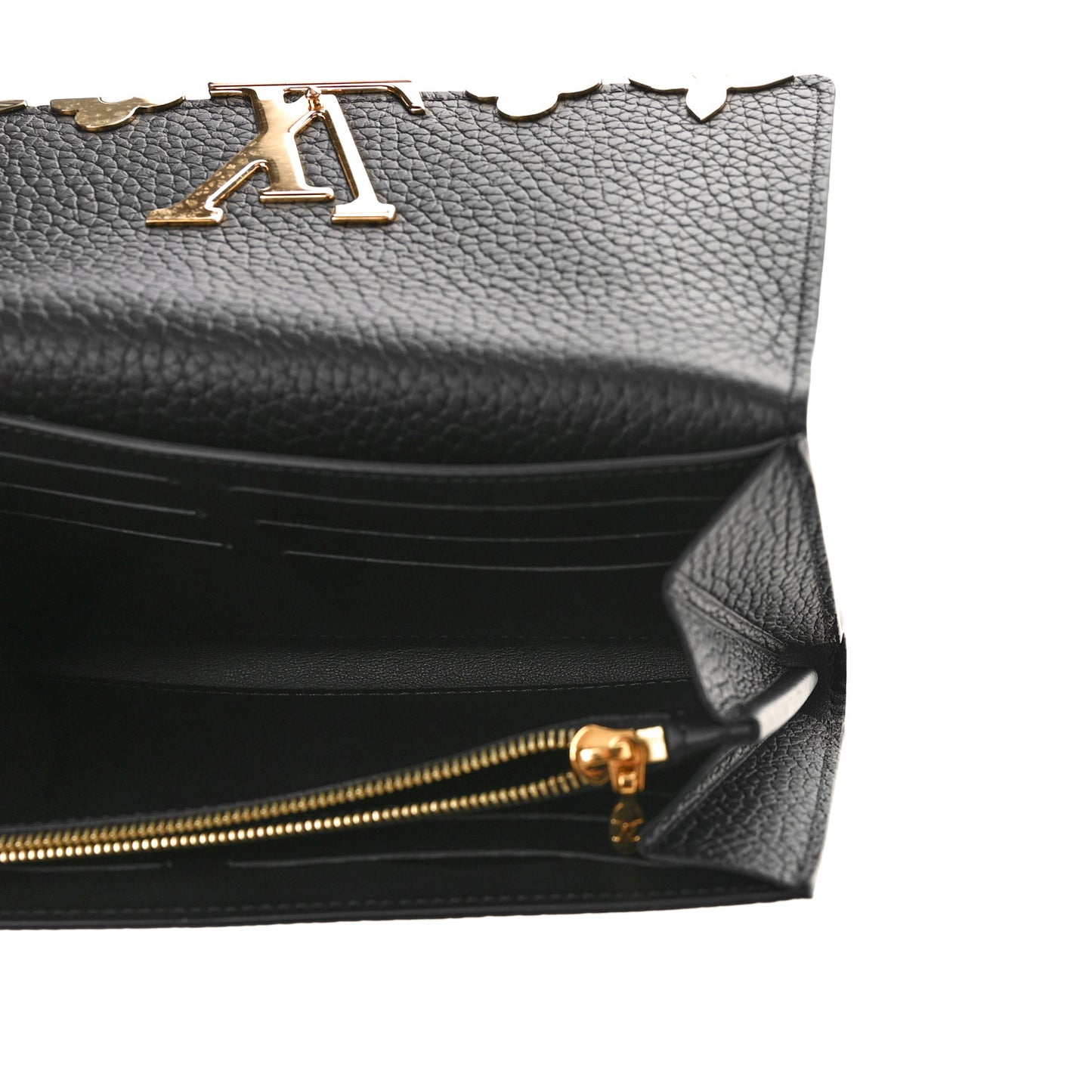 Taurillon Embellished Capucines Long Wallet Black