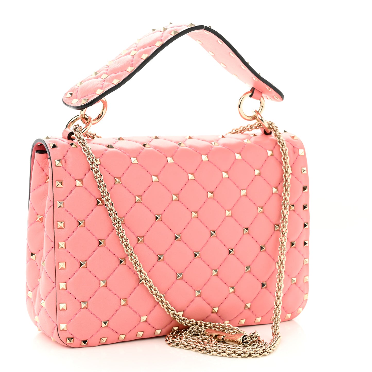 Nappa Medium Rockstud Spike Shoulder Bag Paradise Rose