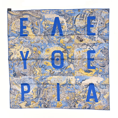 Hermes Silk Eleftheria Scarf 90 Gris Argent Bleu Vif Jaune 1 of 3