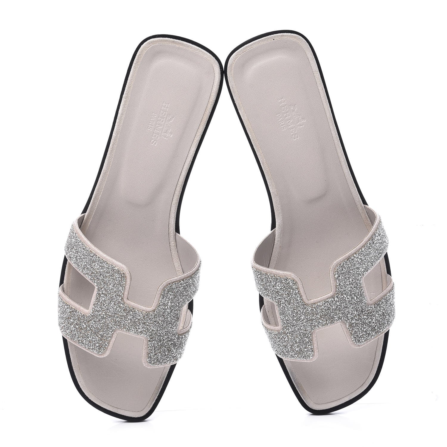 Hermes Suede Goatskin Crystal Powder Oran Sandals 40 5 of 10