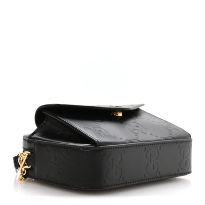 Gucci Calfskin GG Super Mini Debossed Chain Wallet Black 4 of 11