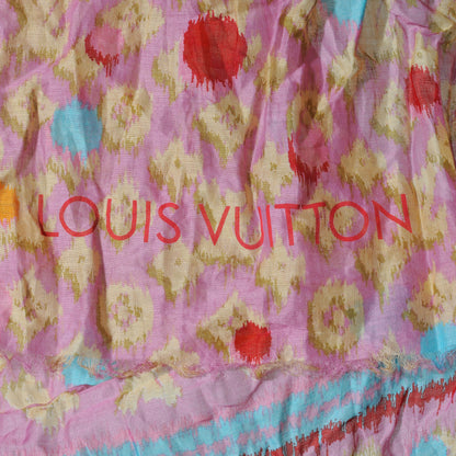 Louis Vuitton Cotton Monogram Ikat Pareo Scarf Rose 4 of 5