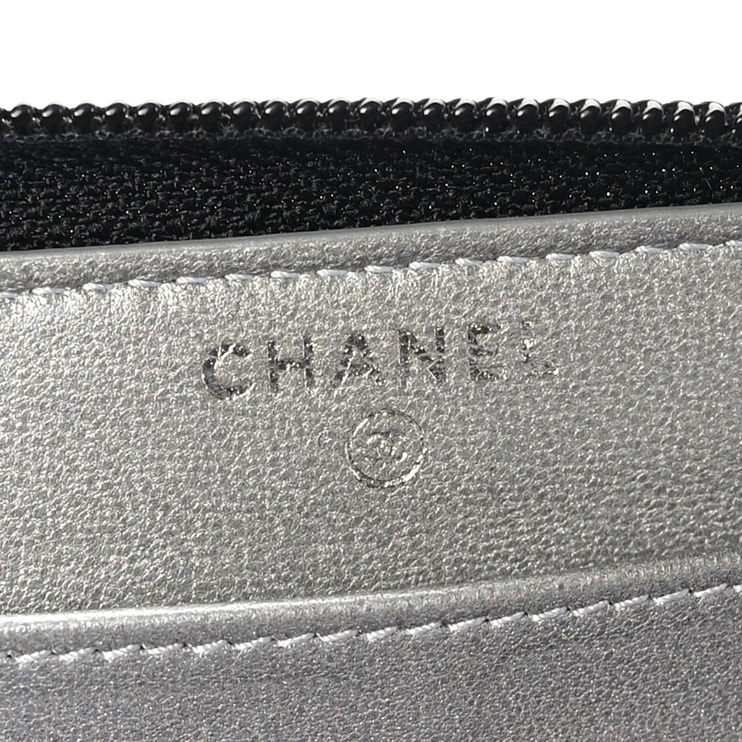 Lambskin Camellia Embossed Large Zip Around Gusset Wallet Black