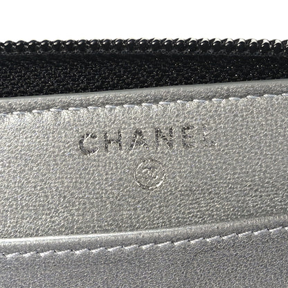 Chanel Lambskin Camellia Embossed Large Zip Around Gusset Wallet Black 7 of 8