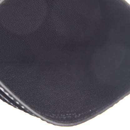 Saint Laurent Calfskin Crocodile Embossed Monogram Credit Card Case Black 4 of 6