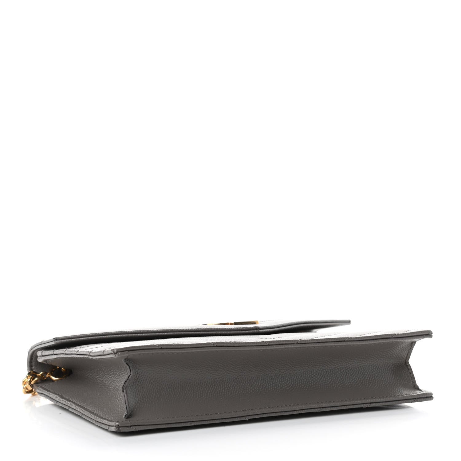 Saint Laurent Grain De Poudre Matelasse Chevron Monogram Envelope Chain Wallet Coal 3 of 4