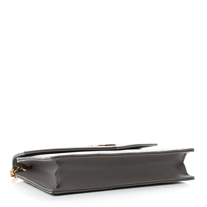 Saint Laurent Grain De Poudre Matelasse Chevron Monogram Envelope Chain Wallet Coal 3 of 4