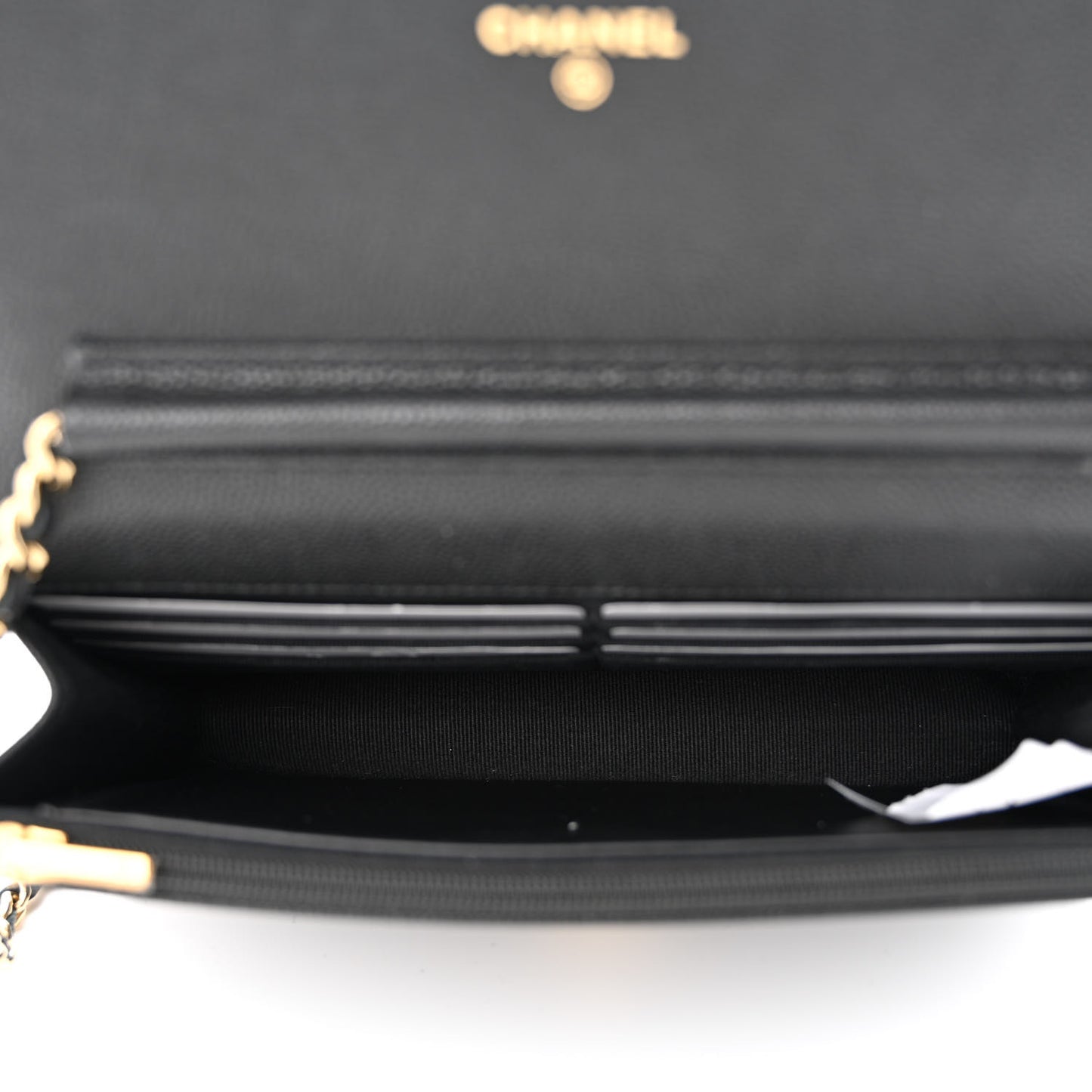 Caviar Quilted Enamel Coco Casino Wallet On Chain WOC Black