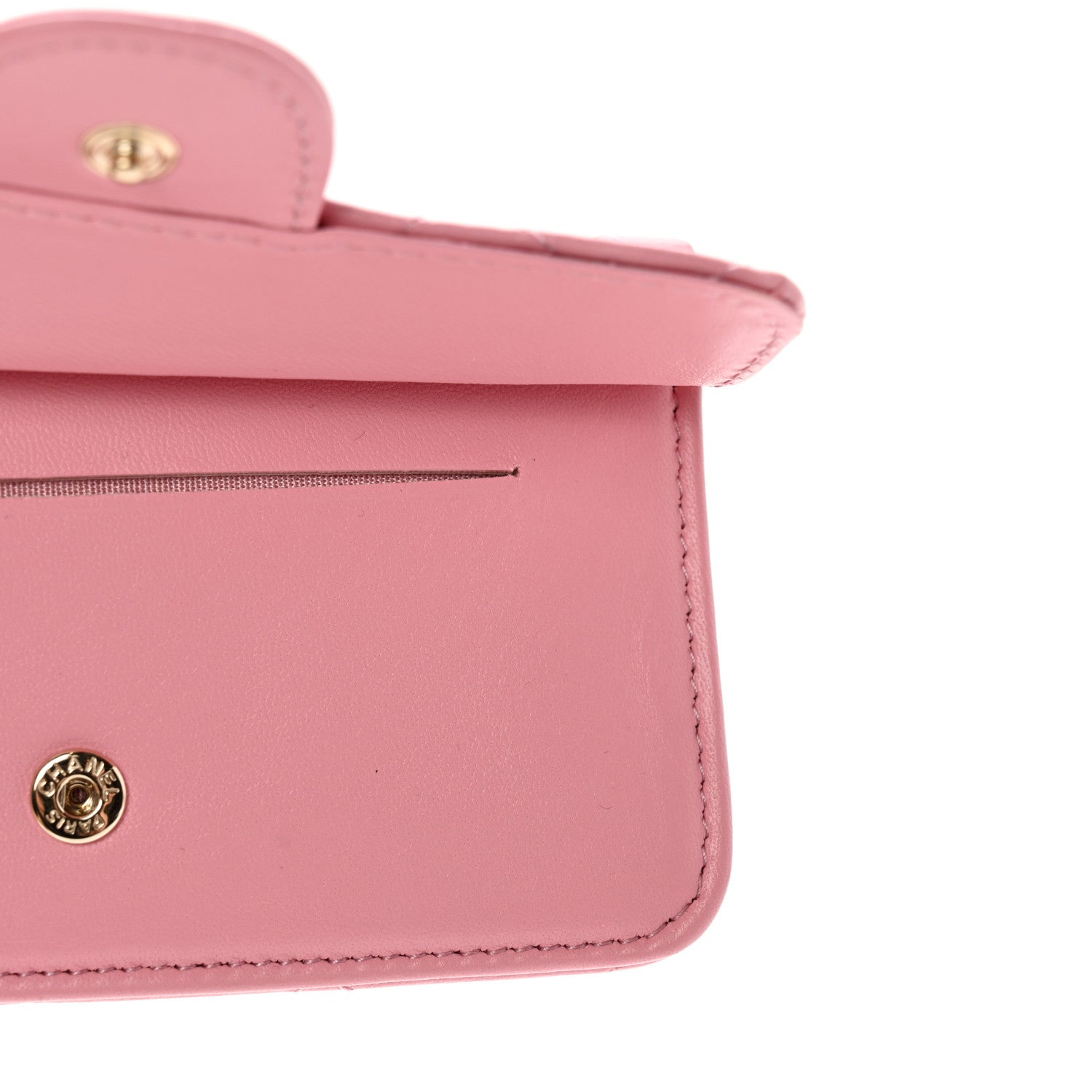 Chanel Lambskin Quilted Flap Zip Card Holder Pink 9 of 13