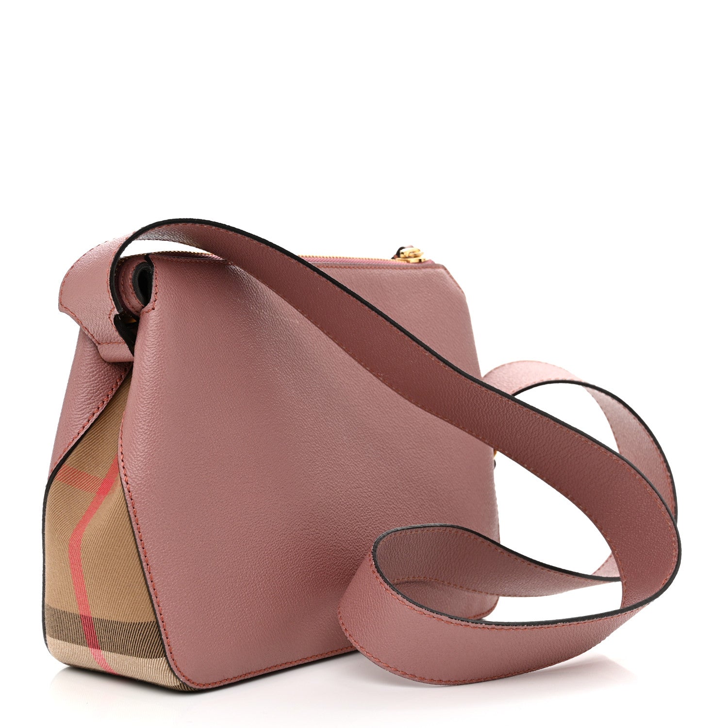 Burberry Soft Grain Calfskin House Check Small Helmsley Crossbody Dusty Pink 3 of 16