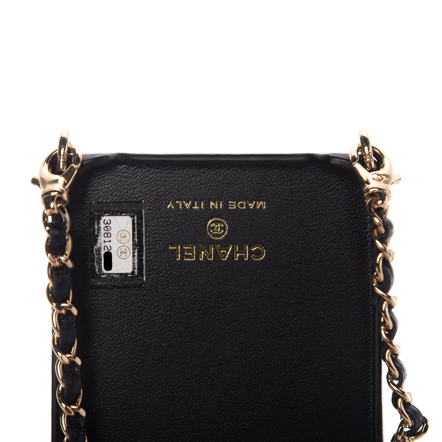 Chanel Lambskin Quilted Camellia Bow iPhone XII Pro Holder With Chain Black 7 of 10