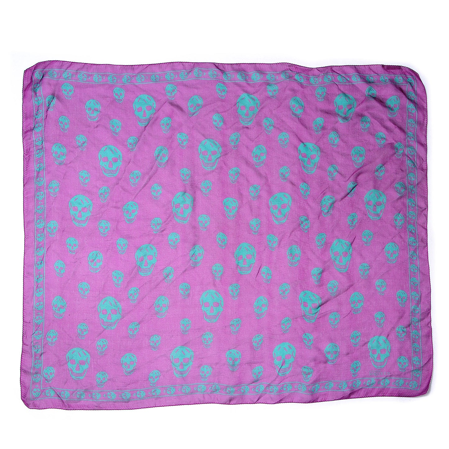 Silk Chiffon Skull Scarf Purple Green