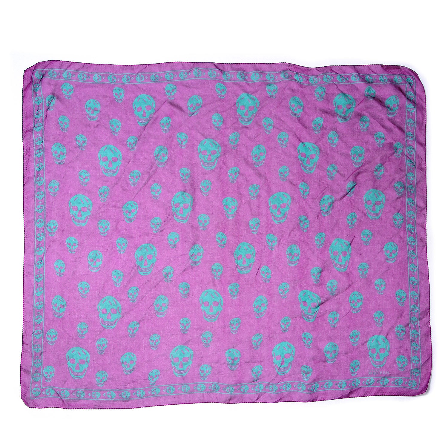Alexander McQueen Silk Chiffon Skull Scarf Purple Green 2 of 5