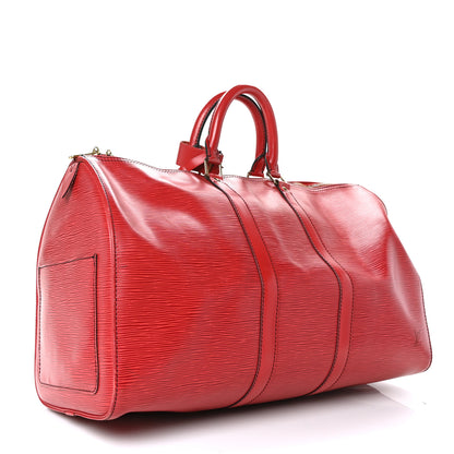 Louis Vuitton Epi Keepall 45 Castillan Red 3 of 11