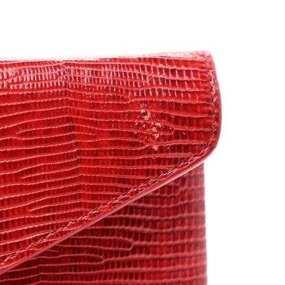 Saint Laurent Calfskin Lizard Embossed Paloma Monogram Clutch Red 7 of 7