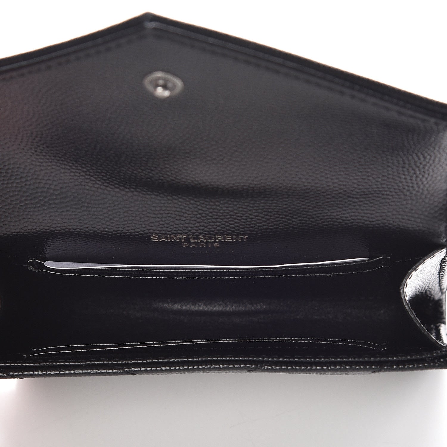 Saint Laurent Grain De Poudre Matelasse Chevron Small Monogram Envelope Wallet Black 6 of 7