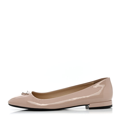 Prada Patent Triangle Ballerina Flats 37.5 Cipria 1 of 11