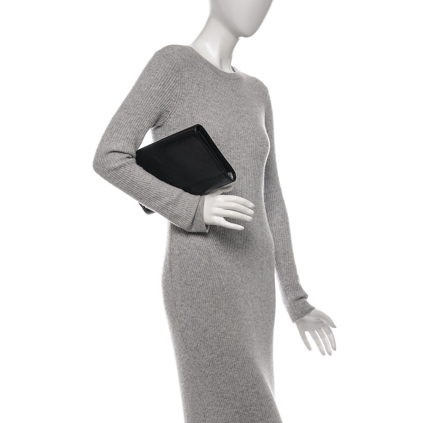 Textured Patent Monogram Large Belle De Jour Clutch Black
