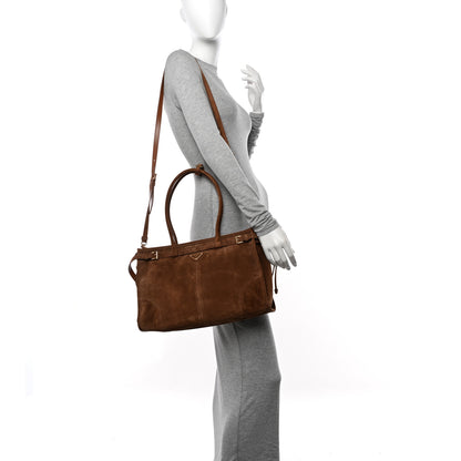Prada Suede Large Bonnie Shoulder Bag Cocoa Brown 2 of 10