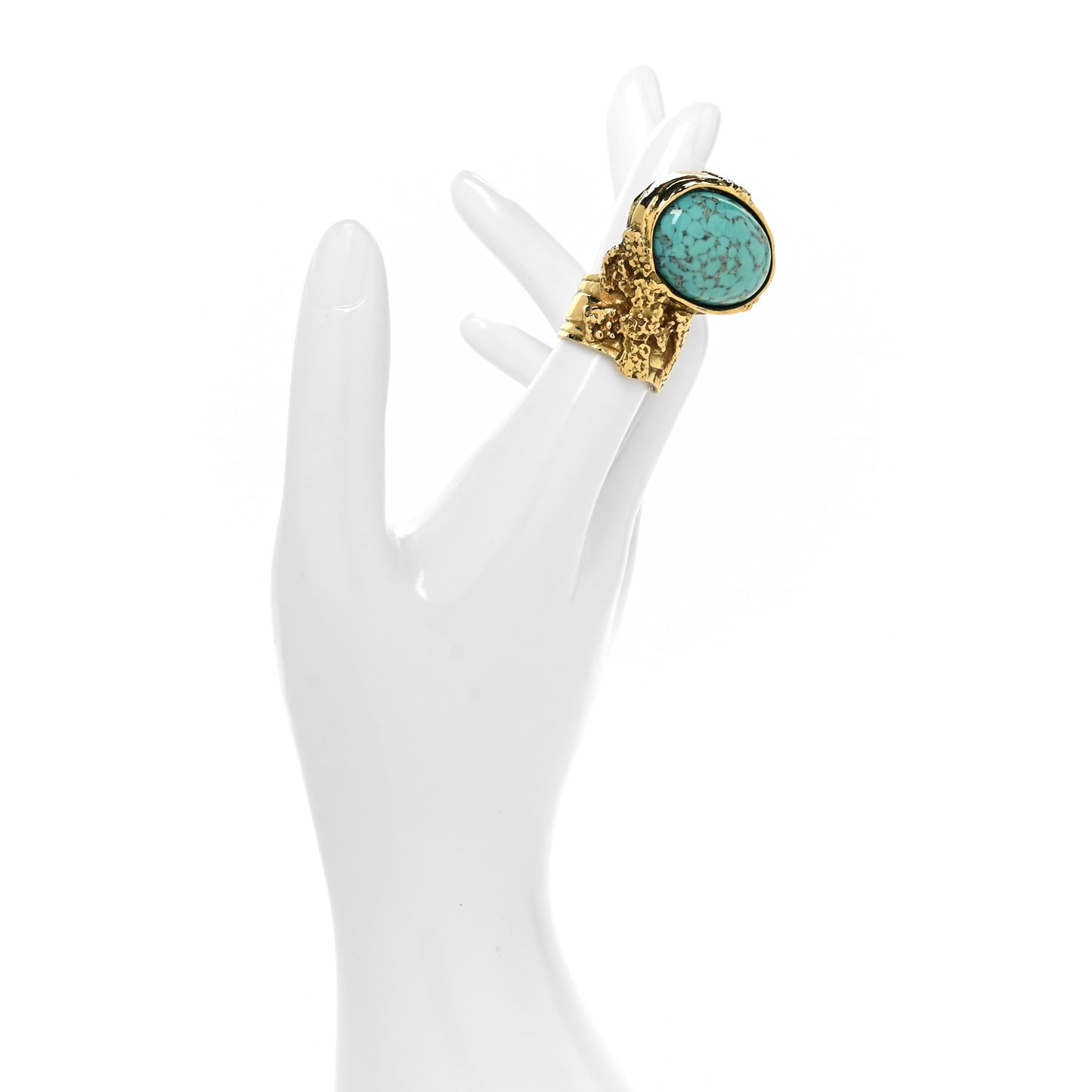 Glass Cabochon Arty Ovale Ring 52 6 Gold Turquoise