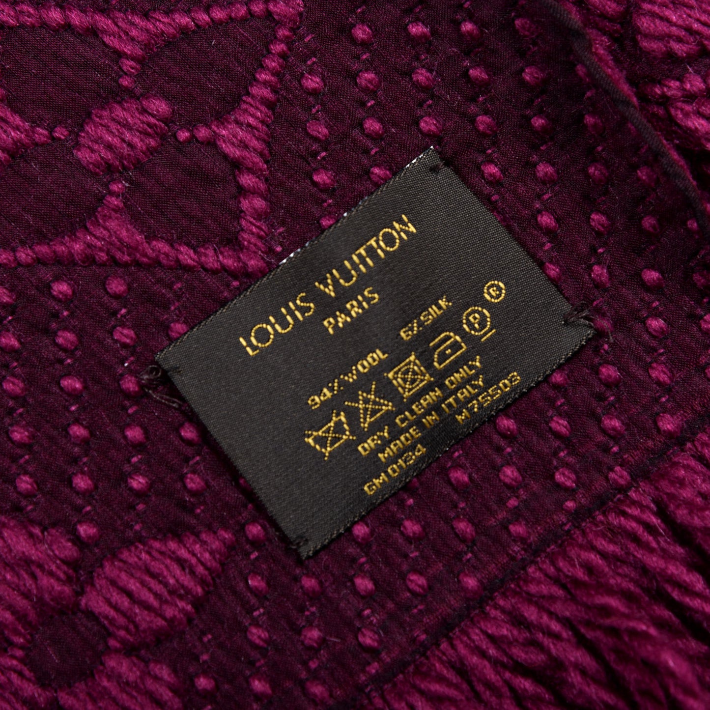 Wool Silk Logomania Scarf Cherry
