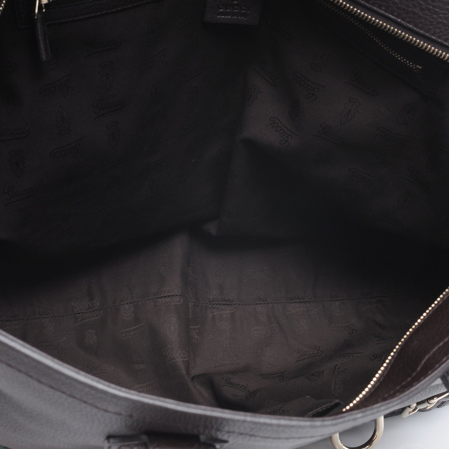 Leather Large Web Heritage Tote Dark Brown