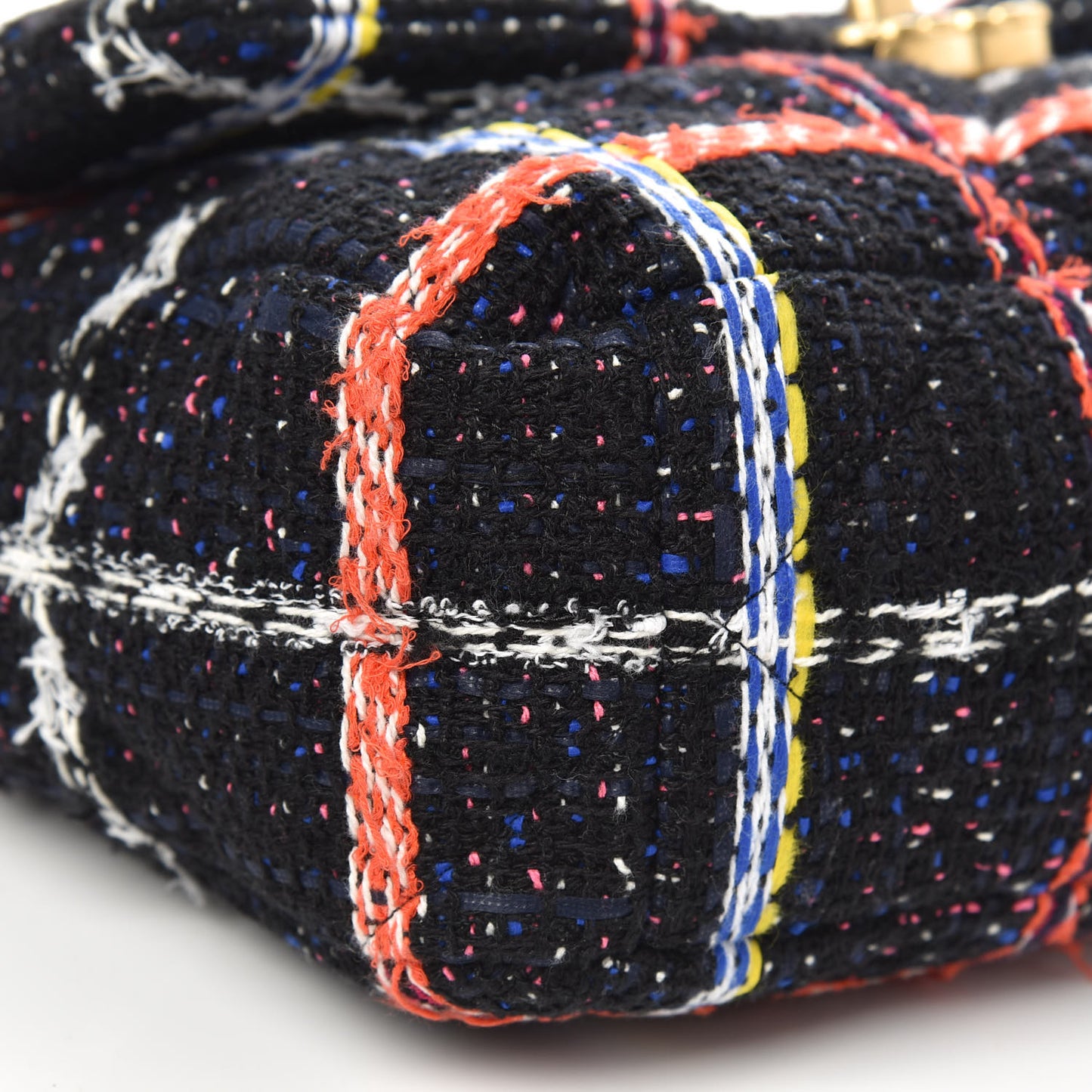 Tweed Quilted Large Chanel 19 Flap Black Orange Blue
