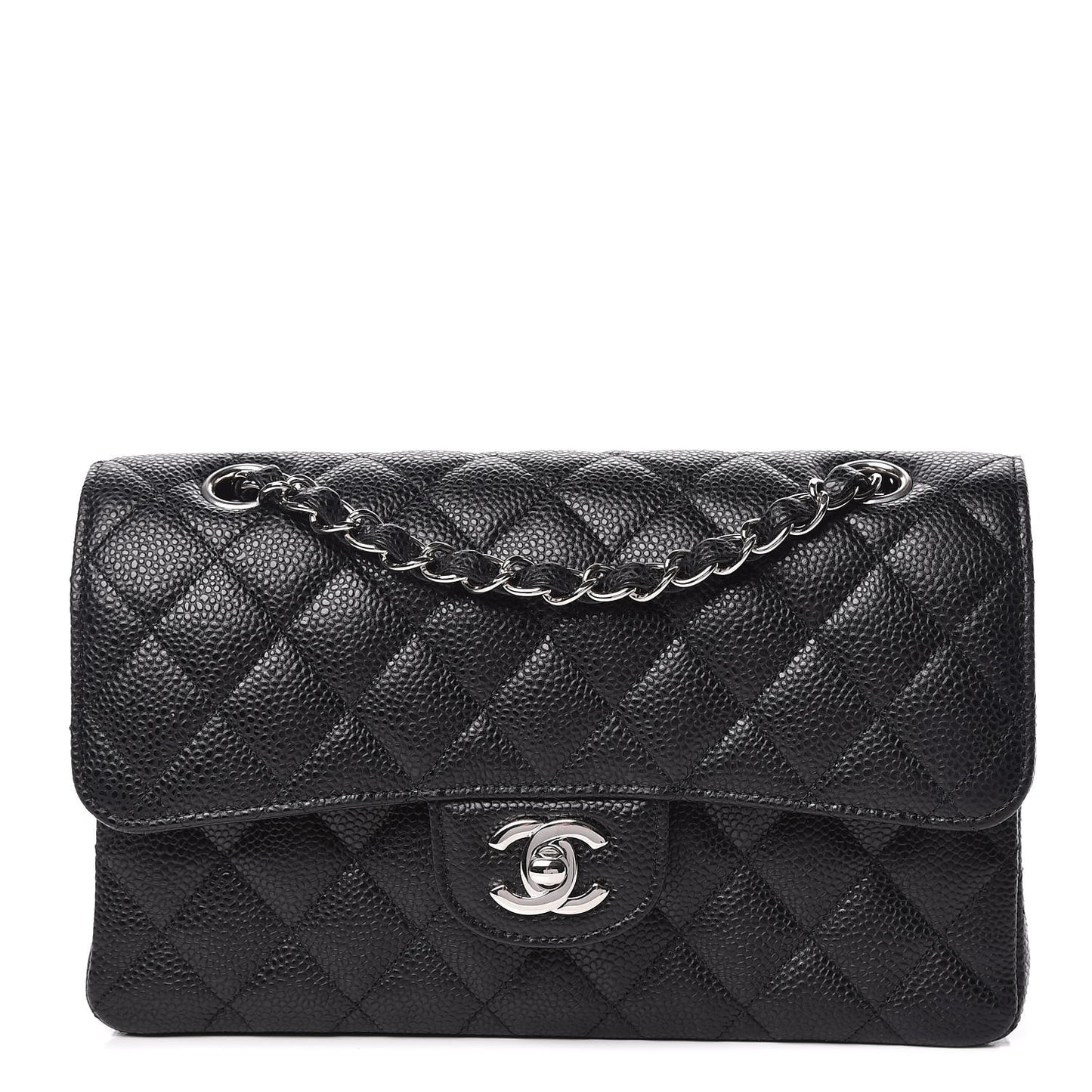 Caviar Quilted Small Double Flap Black
