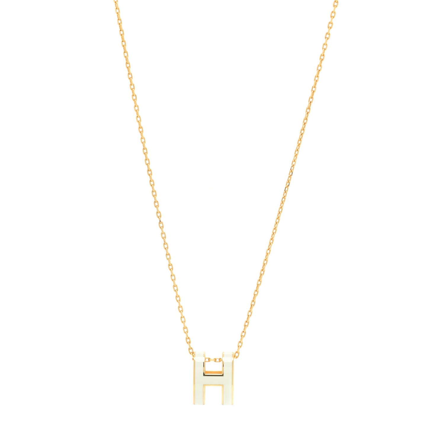 Lacquered Gold Pop H Pendant Necklace White