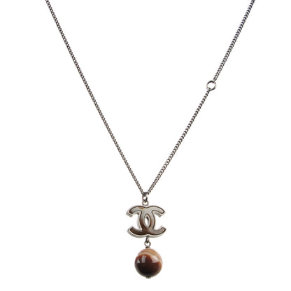 Chanel Agate Bead CC Pendant Necklace Brown 1 of 4