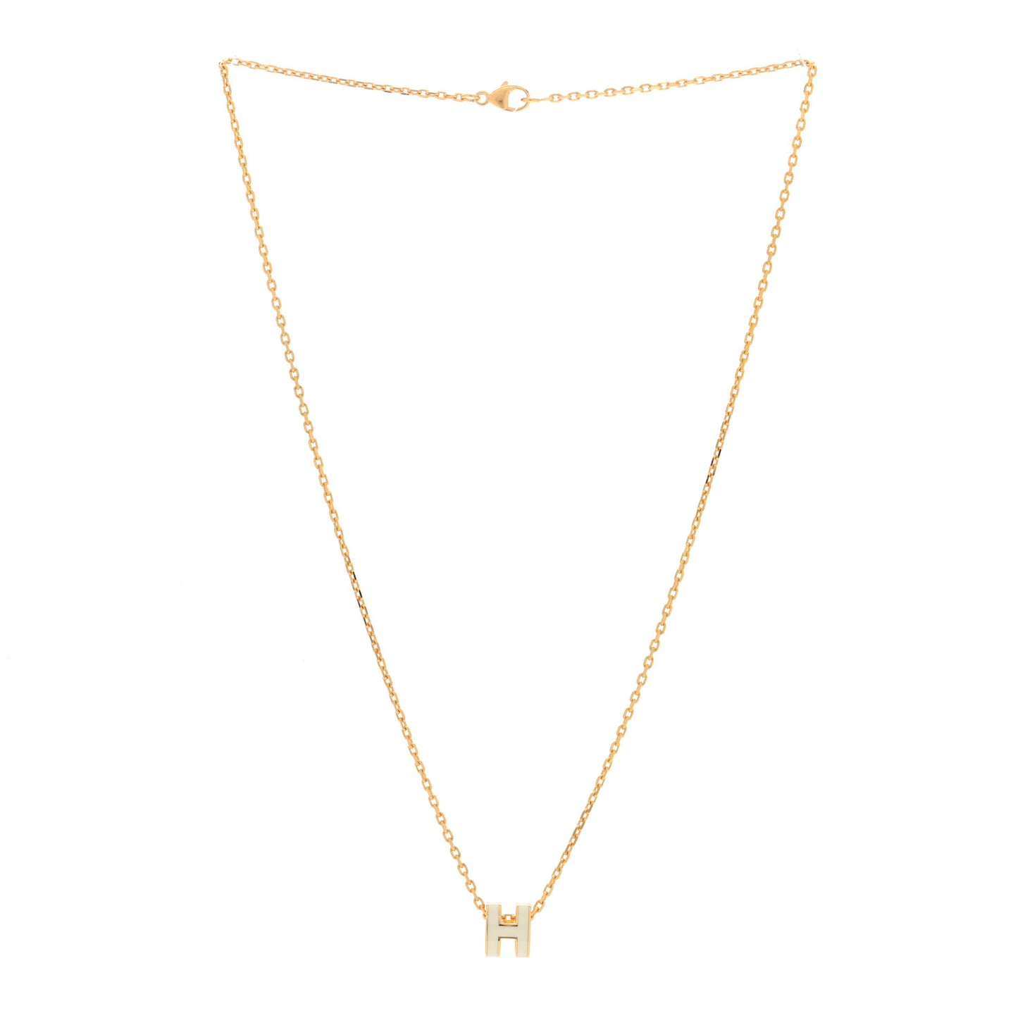 Lacquered Gold Mini Pop H Pendant Necklace White