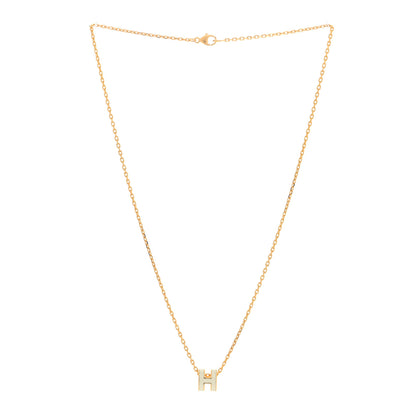 Hermes Lacquered Gold Mini Pop H Pendant Necklace White 3 of 6