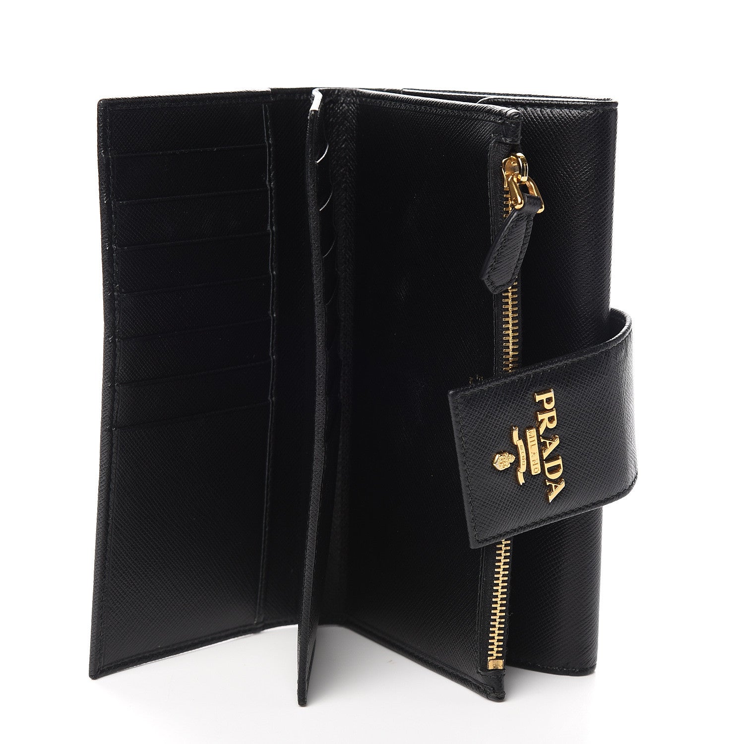 Prada Saffiano Metal Medium Wallet Black 5 of 7