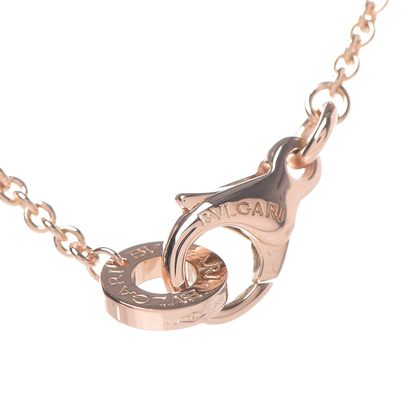 18K Rose Gold Diamond White Ceramic B.Zero1 Necklace