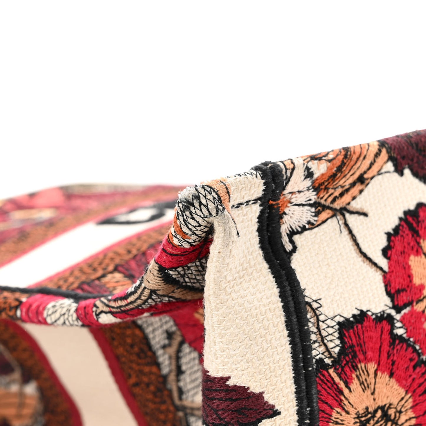 Canvas Embroidered Phoenix Medium Book Tote Red Multicolor