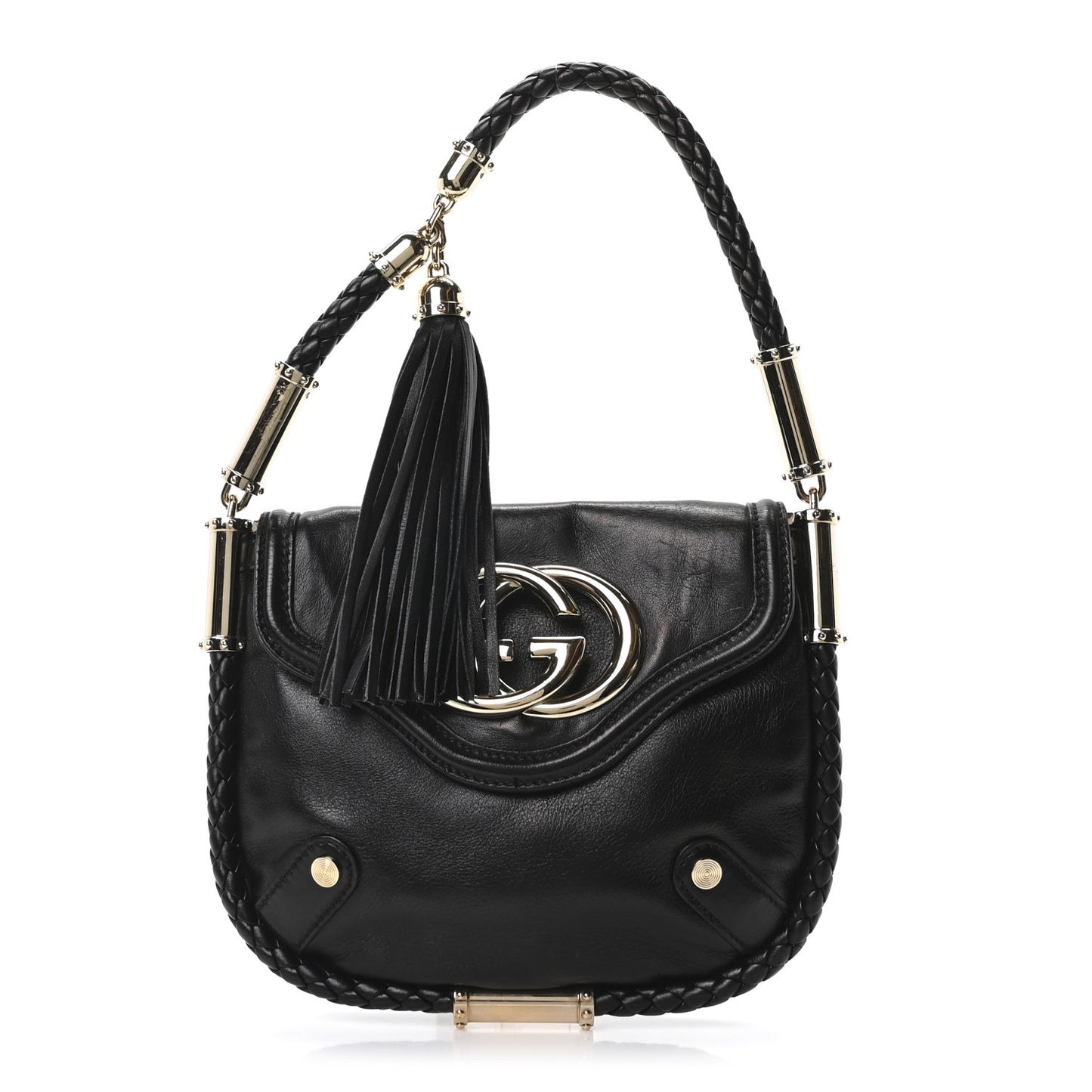 Calfskin Small Britt Tassel Shoulder Bag Black