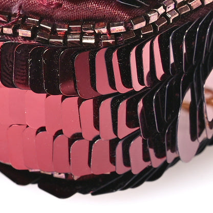 Fendi Sequin Paillettes Shiny Nappa Sex and the City Nano Maxi Buckle Baguette Charm Granata 10 of 13