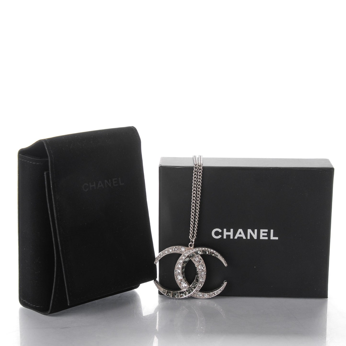 Baguette Crystal CC Necklace Silver