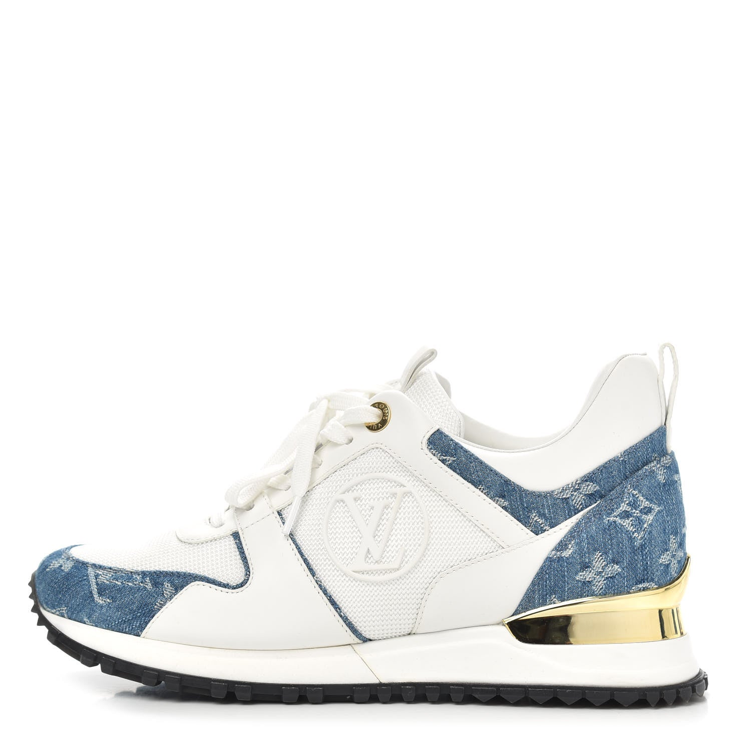 Louis Vuitton Calfskin Monogram Denim Run Away Sneakers 37.5 White 1 of 10