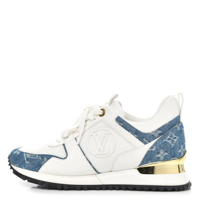Louis Vuitton Calfskin Monogram Denim Run Away Sneakers 37.5 White 1 of 10