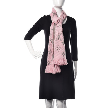 Louis Vuitton Wool Silk Logomania Shine Scarf Pink 2 of 4