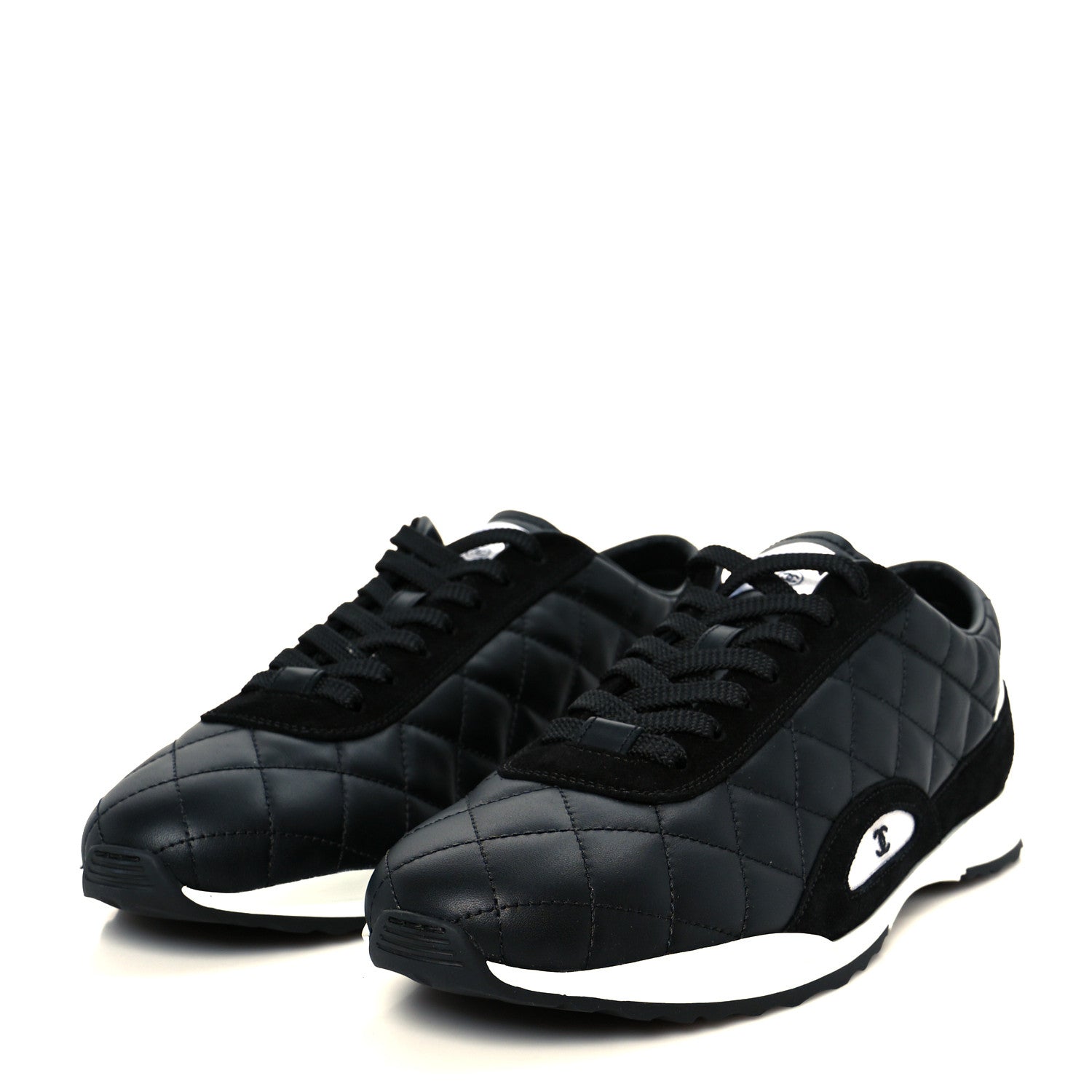 Chanel Calfskin Suede Quilted Womens Sneakers 40.5 Black 4 of 9