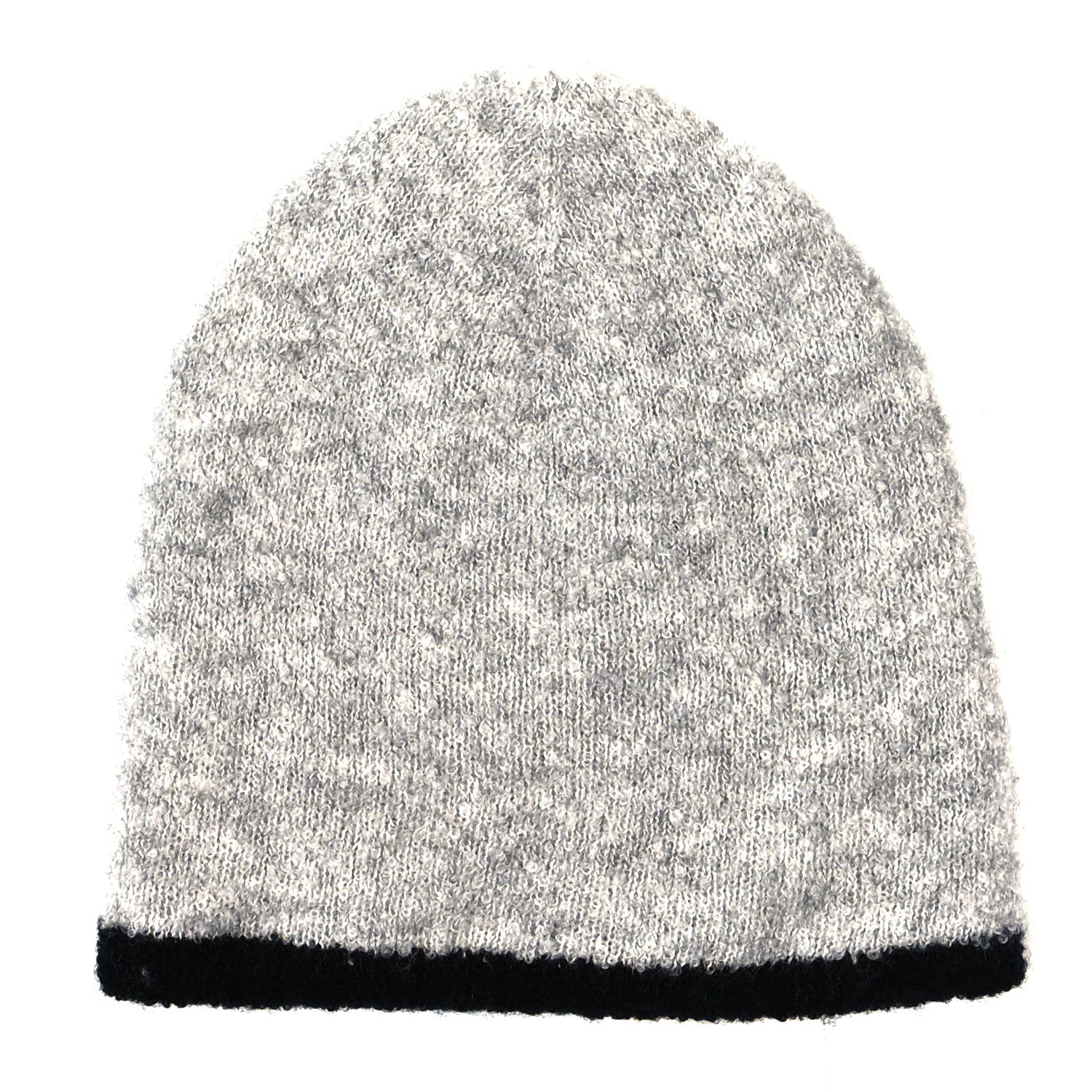 Chanel Cashmere Silk CC Beanie Hat Grey Black 2 of 4