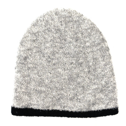 Chanel Cashmere Silk CC Beanie Hat Grey Black 2 of 4