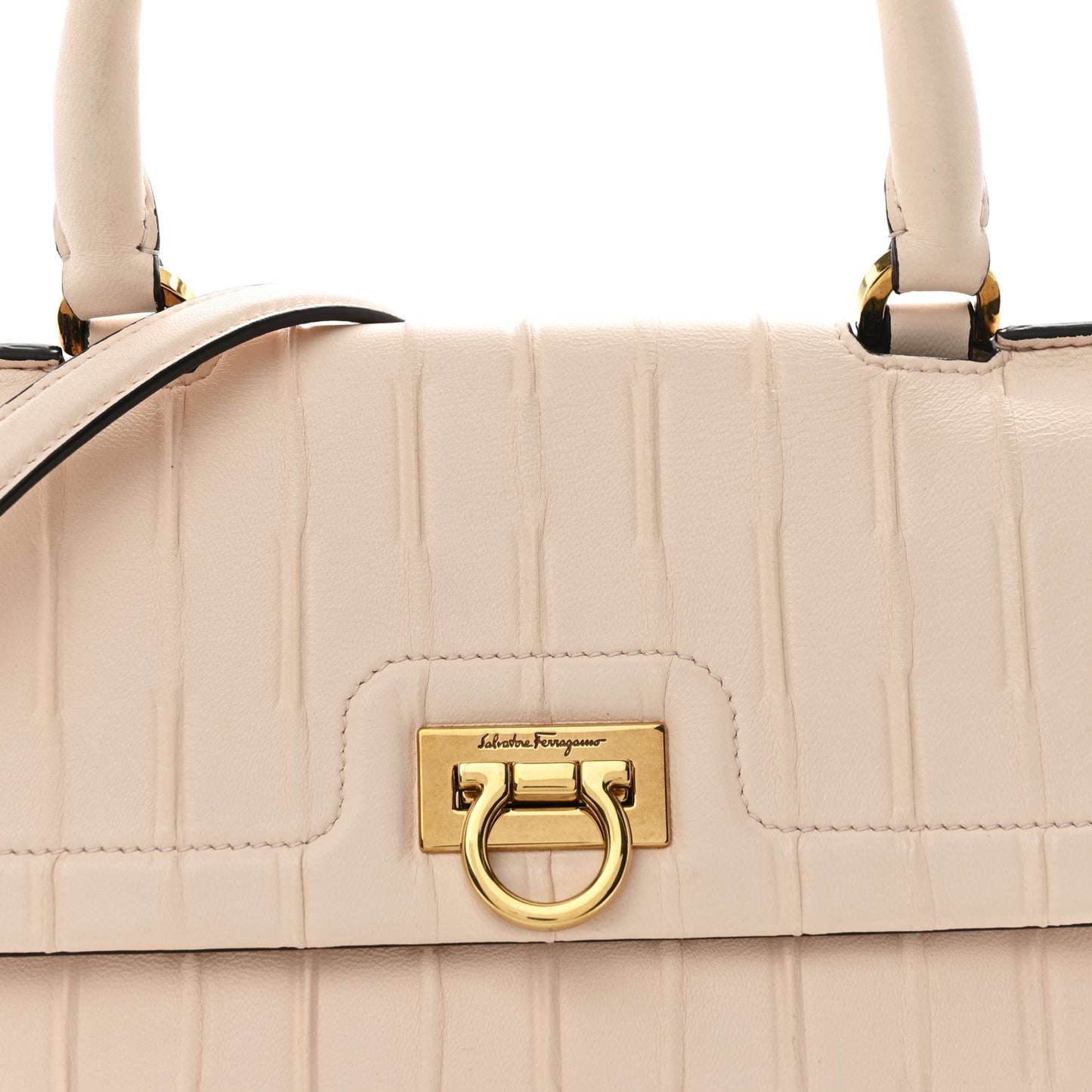 Calfskin Trifolio Pinktuck Top Handle Bag Pink Lemonade