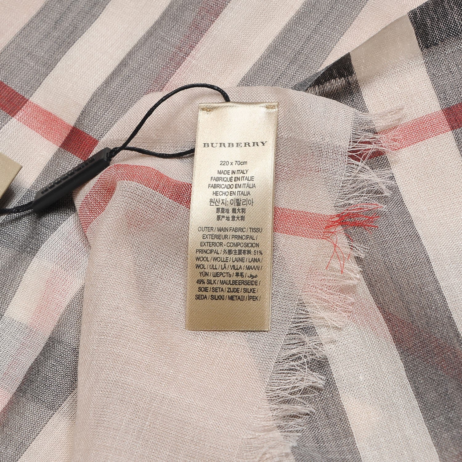 Burberry Wool Silk Gauze Giant Check Lightweight Scarf Stone 4 of 5